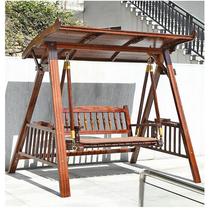 Swing outdoor courtyard solid wood hanging chair home balcony villa terrace hammock anticorrosive wood swing double rocking chair