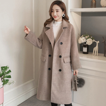 Woolen coat womens long Korean version 2021 new autumn and winter cotton thick Hepburn wind woolen coat