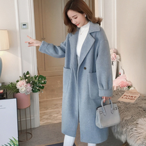 Woolen coat womens long Korean version 2021 new autumn and winter cotton thick Hepburn wind woolen coat