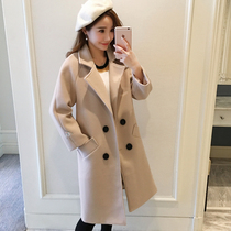 Woolen coat womens long Korean version 2021 new autumn and winter cotton thick Hepburn wind woolen coat