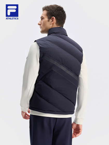 Fila 공식 남자 다운 조끼 2024 Winter New Tennis Sports 기본 따뜻한 스탠드 칼라 탑 Fila 공식 남자 다운 조끼 2024 Winter New Tennis Sports 기본 따뜻한 스탠드 칼라 탑