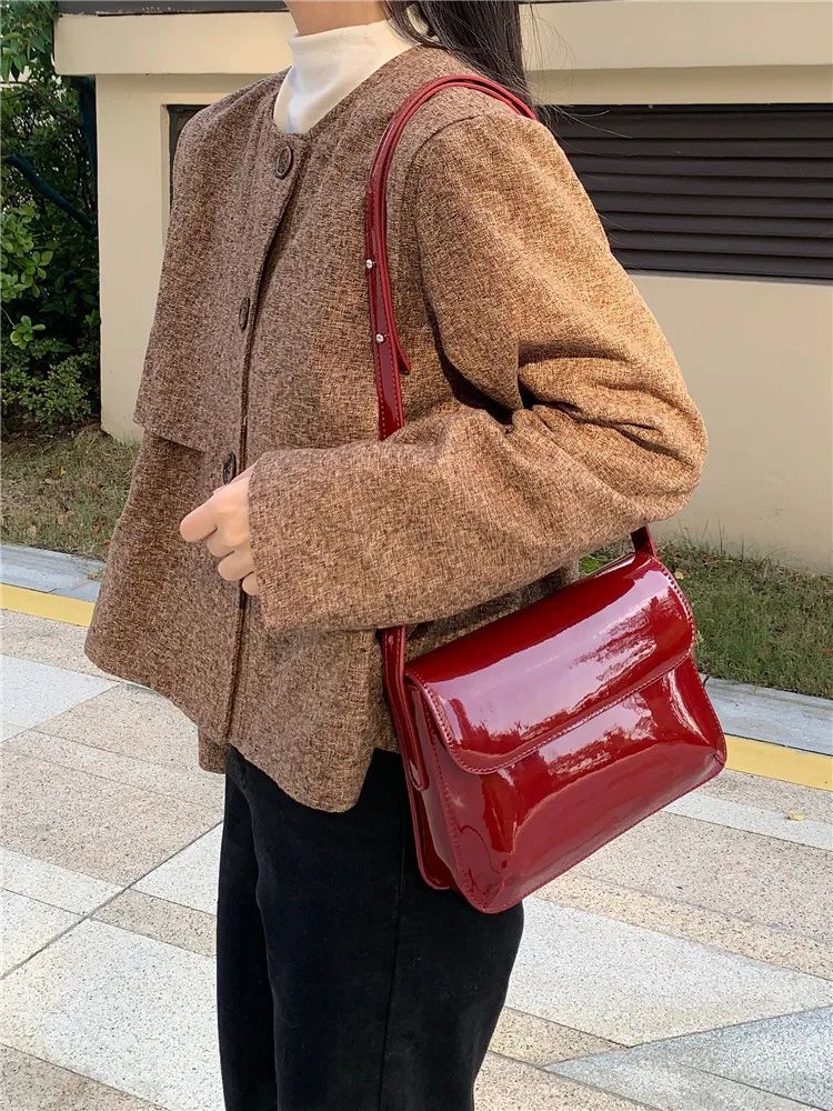 сумка fashion patent leather lady sling bag pu leather women phone OTHER
