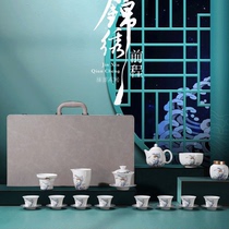 (Suning self-operated) Dehua Mutton Fat Jade Dragon Dan Pot Set Tea Set Gift Box Set Ceramic Teapot 2858