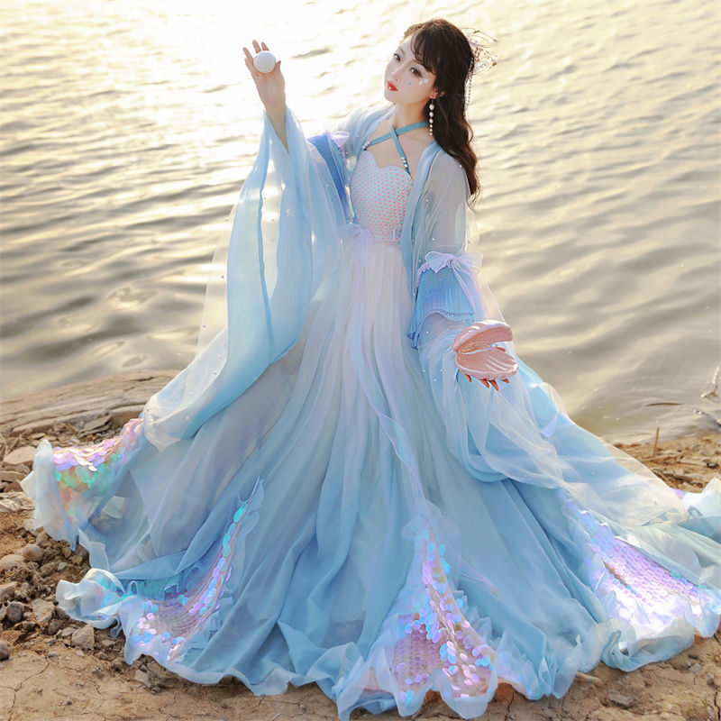 Han Xu Dragon Women's Tears Original Hanfu Woman Tang System Improvement of Quixote Skirt Embroidery Big Sleeve Sweatshirt Han Elemental Fairy Qi Spring Autumn Season-Taobao