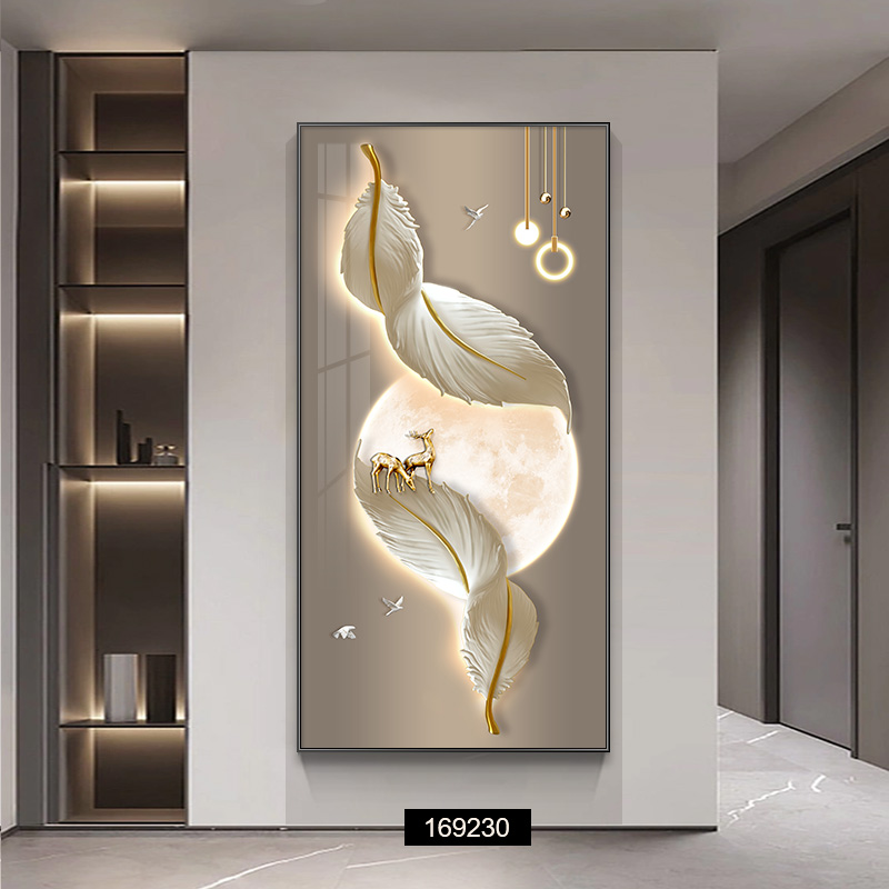 玄关装饰画金羽吉祥走廊尽头挂画现代简约轻奢大气入户门过道壁画