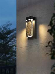 Solar outdoor waterproof wall lamp crystal lamp simple modern courtyard lamp balcony terrace villa door exterior wall lamp
