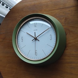 10 -inch simple metal hanging clock retro green round single -sided silent decorative wall clock house clock