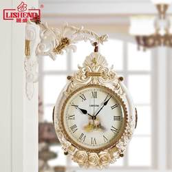 Lisheng European -style double -sided hanging clock living room atmosphere, quiet creative quartz clock large household hanging meter decorative clock