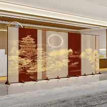 Art design folding solid wood screen partition office hotel tea room entrance living room landscape decoration blocking folding screen