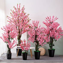 Fake flower potted plants simulated plants peach blossoms fake tree ornaments large simulated flowers living room floor-standing decoration large bonsai