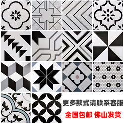 Black and white tiles bathroom floor tiles balcony antique tiles Nordic kitchen bathroom non-slip wall and floor tiles 300