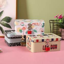 Iron box storage box, home desktop organization, cosmetics and jewelry box, cute miscellaneous storage box, small box with lock