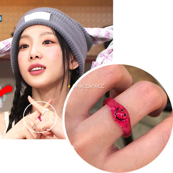 Halokracc Korean Style Kim Taeeeon 같은 스타일 베리 투명 스마일 얼굴 귀여운 아크릴 반지 Halokracc Korean Style Kim Taeeeon 같은 스타일 베리 투명 스마일 얼굴 귀여운 아크릴 반지
