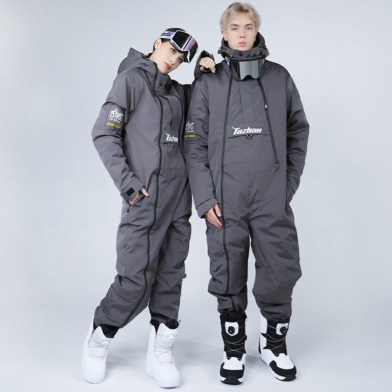 Conjoined ski suit Anti-chilling men and women suits outdoor waterproof windproof thickened and warm integrated lovers winter fishing suit-Taobao