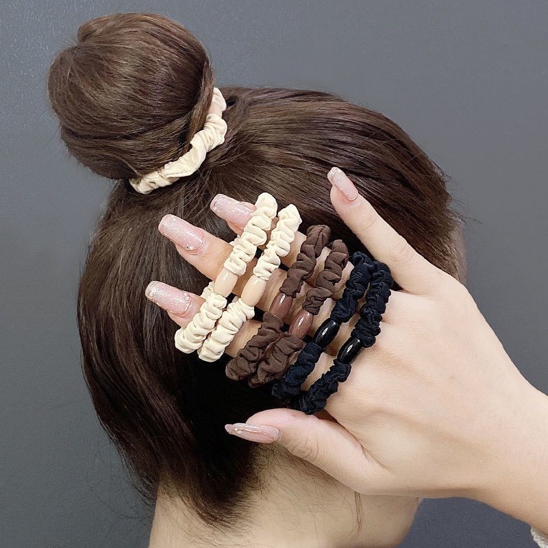 Small intestine pleated hair ring adult minimalist personality hair rope head decoration durable small fresh leather gluten without injury to hair leather sheath hair decoration-Taobao