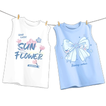 Babudou childrens clothing girls vest summer thin pure cotton outer sleeveless vest top childrens summer clothing for girls