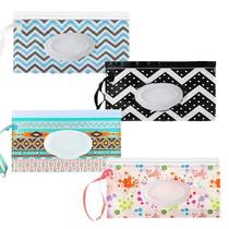 4Pcs EVA Wet Wipe Pouch Cute Snap-Strap Refillable Wet