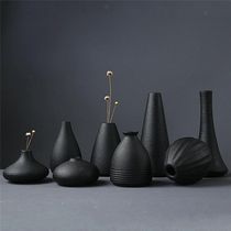Black Ceramic Small Vase Home Decoration Crafts Desktop Orna