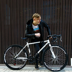 Road bicycle racing variable speed solid tire live fly Internet celebrity ultra-fast ultra-light disc brake big men's and women's bicycle