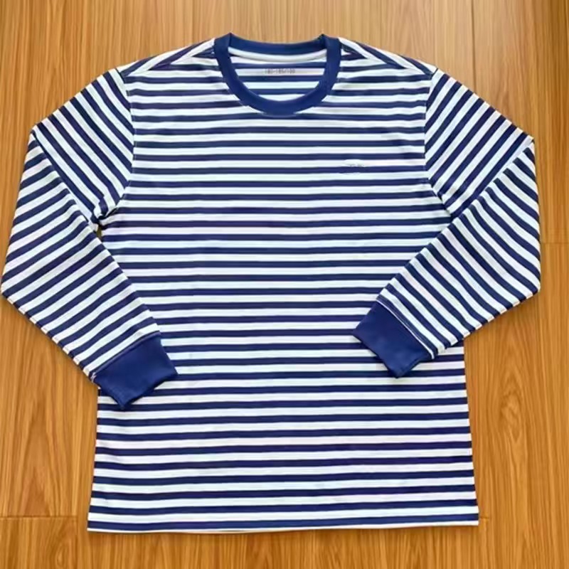 New Long Sleeve Sea Soul Jersey Army Memes Blue White Striped Mesh Speed Dry Round Collar Gym Fitness Running Sports T-shirt-Taobao