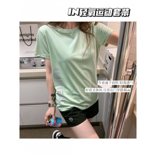 ph2024新款短袖t恤女半袖运动套装韩版宽松ins潮上衣显瘦