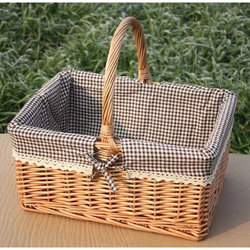 Woven rattan fruit basket without cover, simple flower arrangement basket, fruit blue hand basket, Teng strip woven Lanzi home picnic basket