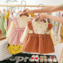 Girls Autumn Dress 2024 New Baby Childrens Clothes Long Sleeve Skirt One Year Old Baby Girl Fashionable Princess Dress