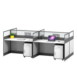 White staff desk 2/4/6 person dry king ten corner L-shaped grid screen partition workstation combination