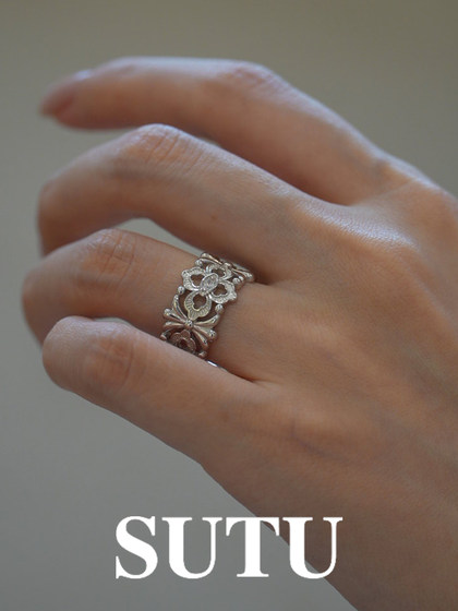 Sutu Sutu 링 중공 조각 925 Silver Light Light Luxury High-End Open Ring Tail Ring Niche Design Jewelry Sutu Sutu 링 중공 조각 925 Silver Light Light Luxury High-End Open Ring Tail Ring Niche Design Jewelry
