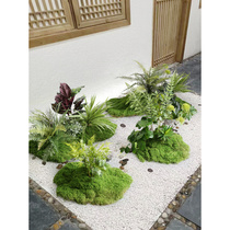 Simulated moss micro-landscape indoor living room fake plants and green plants landscaping combination showcase bionic moss decorative scenery