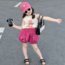 Girls vest 2024 new summer style childrens 2-7 years old versatile suspender tops childrens cute sleeveless tops