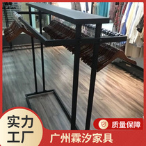 Simple clothing store island rack floor-standing display rack for mens and womens clothing and childrens double row middle shelves parallel bars side hanging hangers