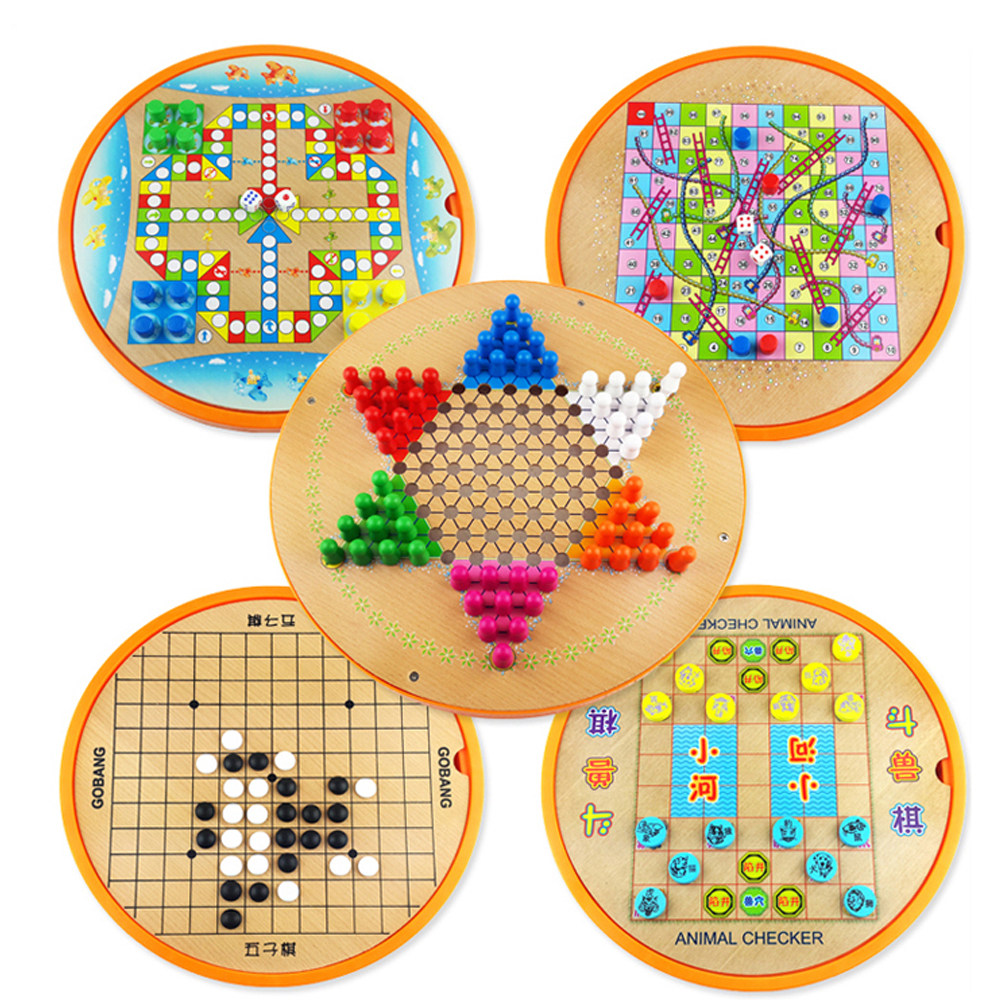 跳棋儿童玩具大号木质五子棋飞行棋成人益智亲子棋类桌面游戏