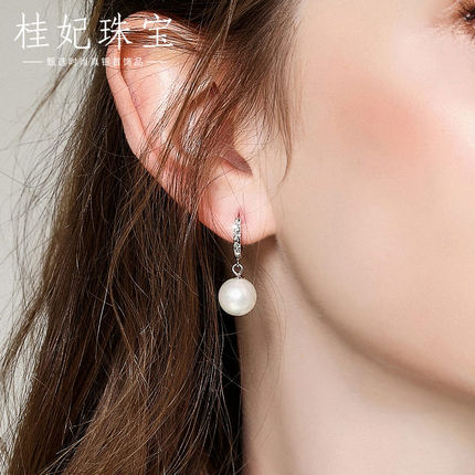 纯银珍珠耳环女韩国气质网红复古耳饰品耳钉简约正圆贝珠耳坠耳扣