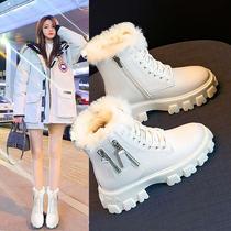 New thick-soled plus velvet snow boots for women 2024 new cotton shoes for women autumn and winter popular short boots genuine leather cold-proof Martin