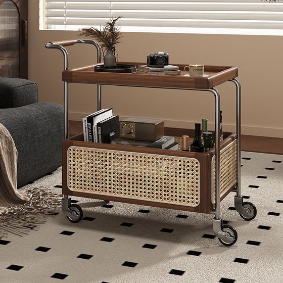 Hot selling movable coffee table sofa side cabinet solid wood rattan living room snack trolley with wheels bedside
Hot selling movable coffee table sofa side cabinet solid wood rattan living room snack trolley with wheels bedside