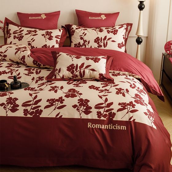 High-quality cotton digital printed bedding 100S long velvet cotton red wedding quilt cover bed sheets and bed cover four-piece set
High-quality cotton digital printed bedding 100S long velvet cotton red wedding quilt cover bed sheets and bed cover four-piece set