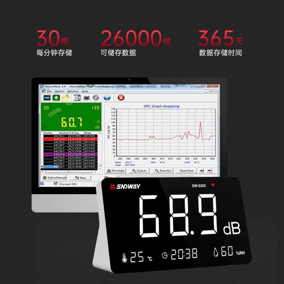 Shendawei 다기능 데스크톱 노이즈 미터 환경 모니터 온도 및 습도 미터 Decibel a-wight 노이즈 테스터 Shendawei 다기능 데스크톱 노이즈 미터 환경 모니터 온도 및 습도 미터 Decibel a-wight 노이즈 테스터