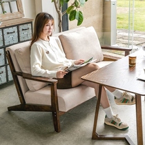 Cafe solid wood sofa table and chair combination retro milk tea shop negotiation leisure book bar rest area B&B sofa chair