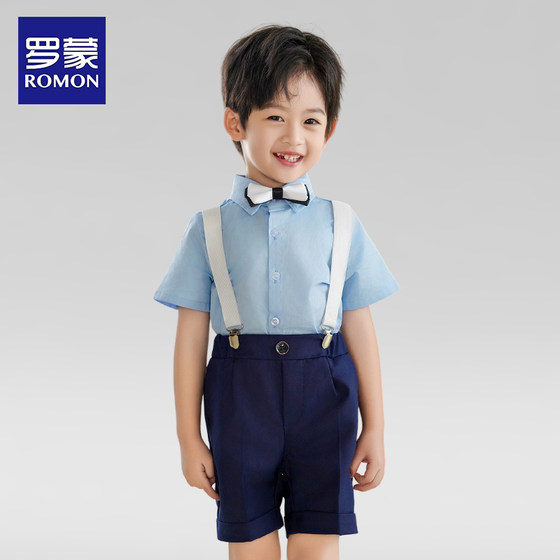 Romon boys dress children's suit flower girl host piano overalls performance clothing British style summer
Romon boys dress children's suit flower girl host piano overalls performance clothing British style summer