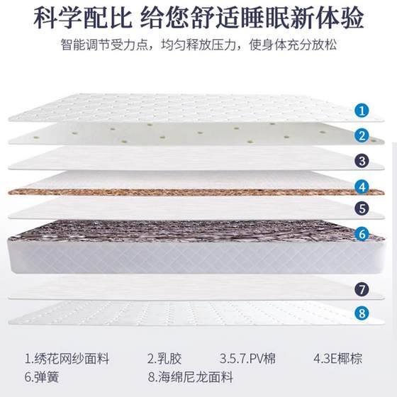 Simmons Spring Mattress 쿠션 경제적 1.5M1.8 코코넛 팜 라텍스 매트리스 중간 정도의 경도 및 적당한 임대 주택 Simmons Spring Mattress 쿠션 경제적 1.5M1.8 코코넛 팜 라텍스 매트리스 중간 정도의 경도 및 적당한 임대 주택