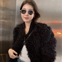 Sheep roll fur grass coat womens 2021 new autumn and winter fur one-piece fashion short thin fluffy coat trend