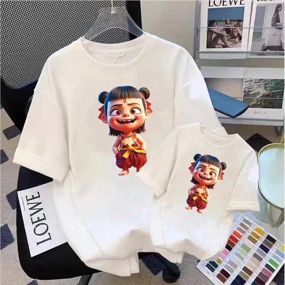 Nezha short-sleeved top 2025 summer new Nazha parent-child clothing family clothing summer T-shirt breathable and versatile boy
Nezha short-sleeved top 2025 summer new Nazha parent-child clothing family clothing summer T-shirt breathable and versatile boy