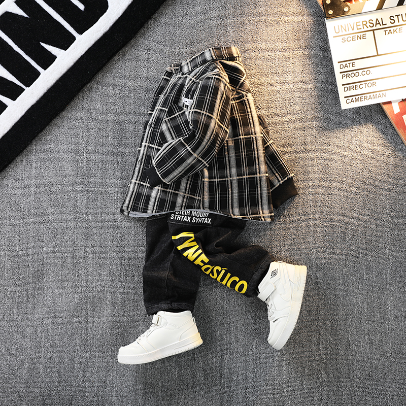 Children's hairpin cotton shirt grinding autumn and Winter Korean version of the Foreign school children's clothing Baby plaid shirt Boys thickened autumn top