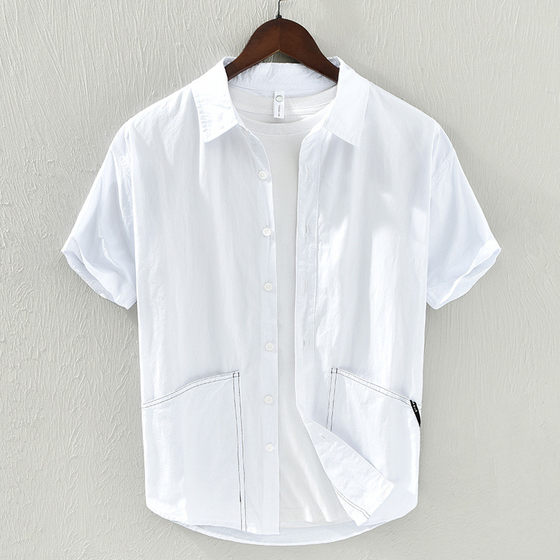 Summer fresh pure cotton short-sleeved shirt jacket men's Japanese versatile casual loose shirt one piece 8902
Summer fresh pure cotton short-sleeved shirt jacket men's Japanese versatile casual loose shirt one piece 8902