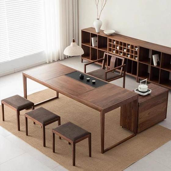 New Chinese Song style aesthetic tea table North American black walnut Zen office tea table villa tea room solid wood furniture
New Chinese Song style aesthetic tea table North American black walnut Zen office tea table villa tea room solid wood furniture