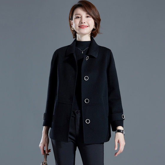 High-end quality 21 autumn new double-sided cashmere coat for women E small Korean style fashionable woolen short style High-end quality 21 autumn new double-sided cashmere coat for women E small Korean style fashionable woolen short style
