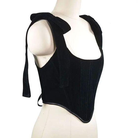 Goth Penetagram Black Camis Y2k Vintage Velvet Sexy Corset T Goth Penetagram Black Camis Y2k Vintage Velvet Sexy Corset T