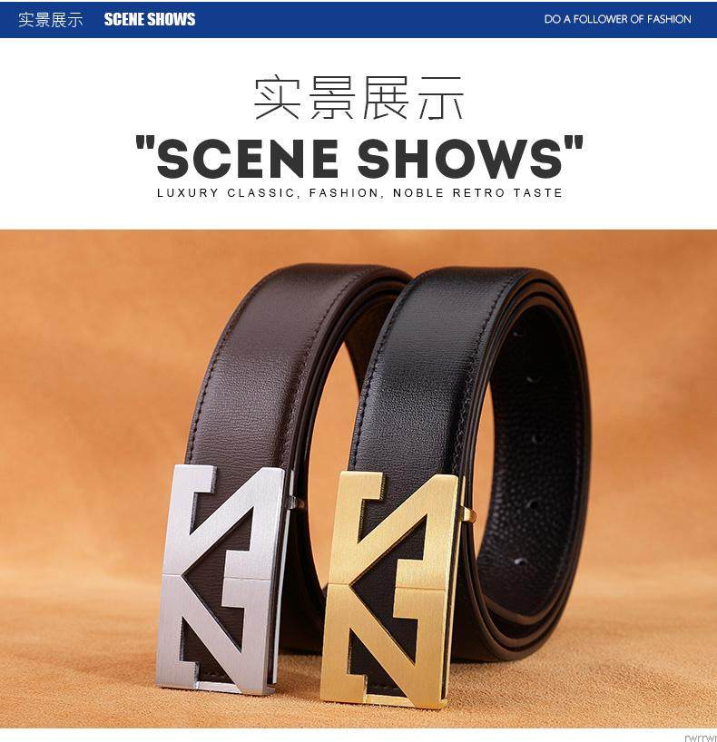 暖狼 男士皮带 头层真皮字母z字纯铜平滑扣头 韩版商务休闲裤腰带