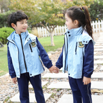 Autumn and winter kindergarten Garden uniforms first grade school uniforms three-piece windproof suits Blue